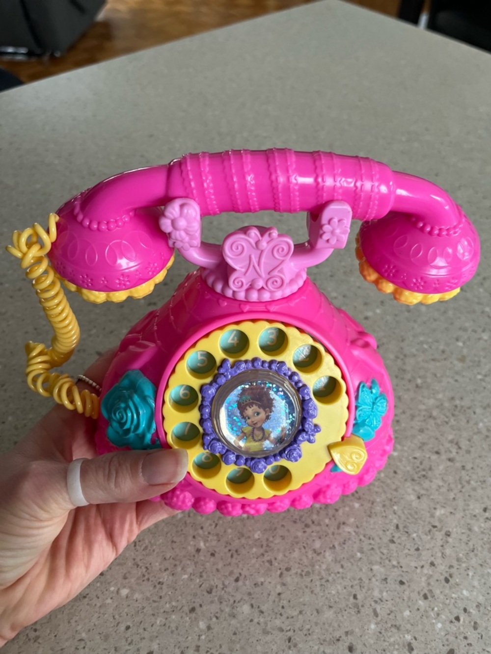 Fancy Nancy Talking Phone Toy Pink Yellow Talks Rings Disney Jr Jakks Pacific